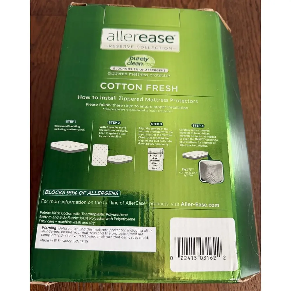 NEW! Allerease Zippered Waterproof Mattress Protector Full White - Picture 4 of 7
